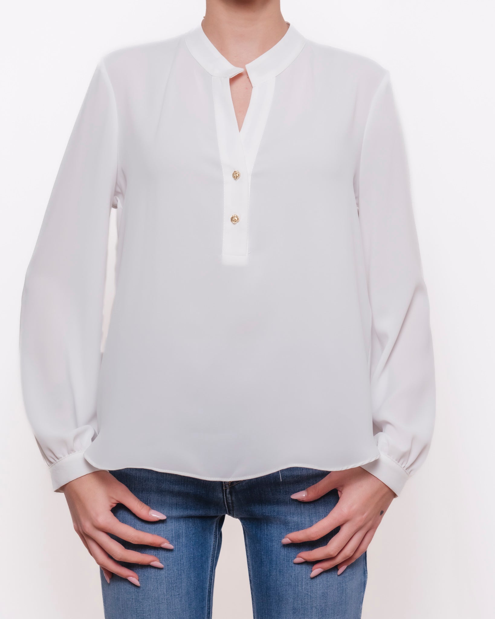 Camicia morbida scollo a V bottoni dorati Donna  -  26Y14N18