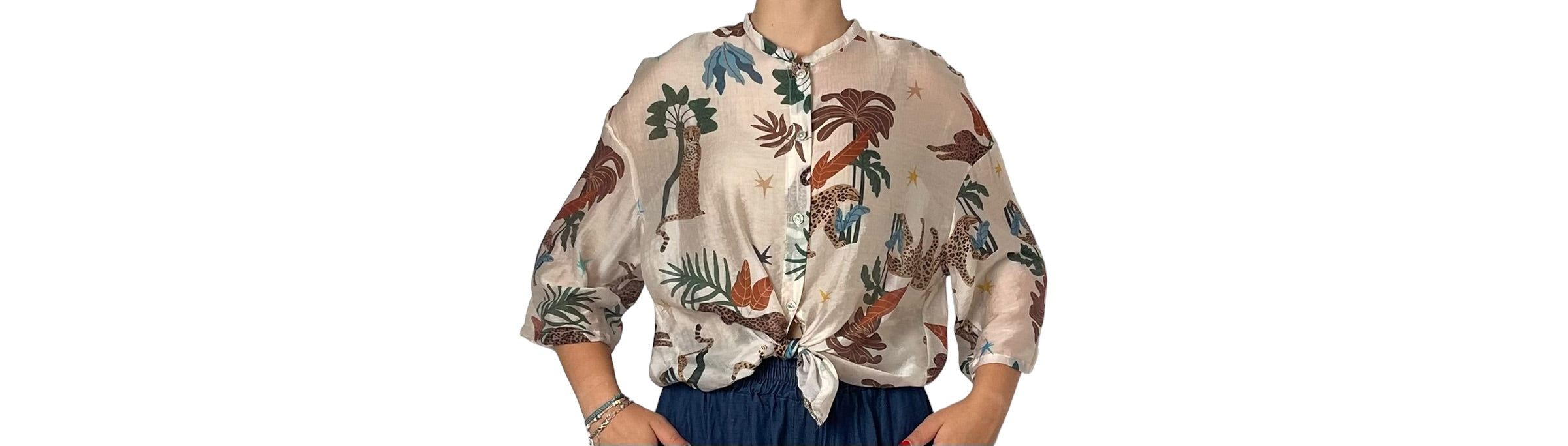 Camicia a Fantasia con Maniche a Tre Quarti Donna  -  2955R