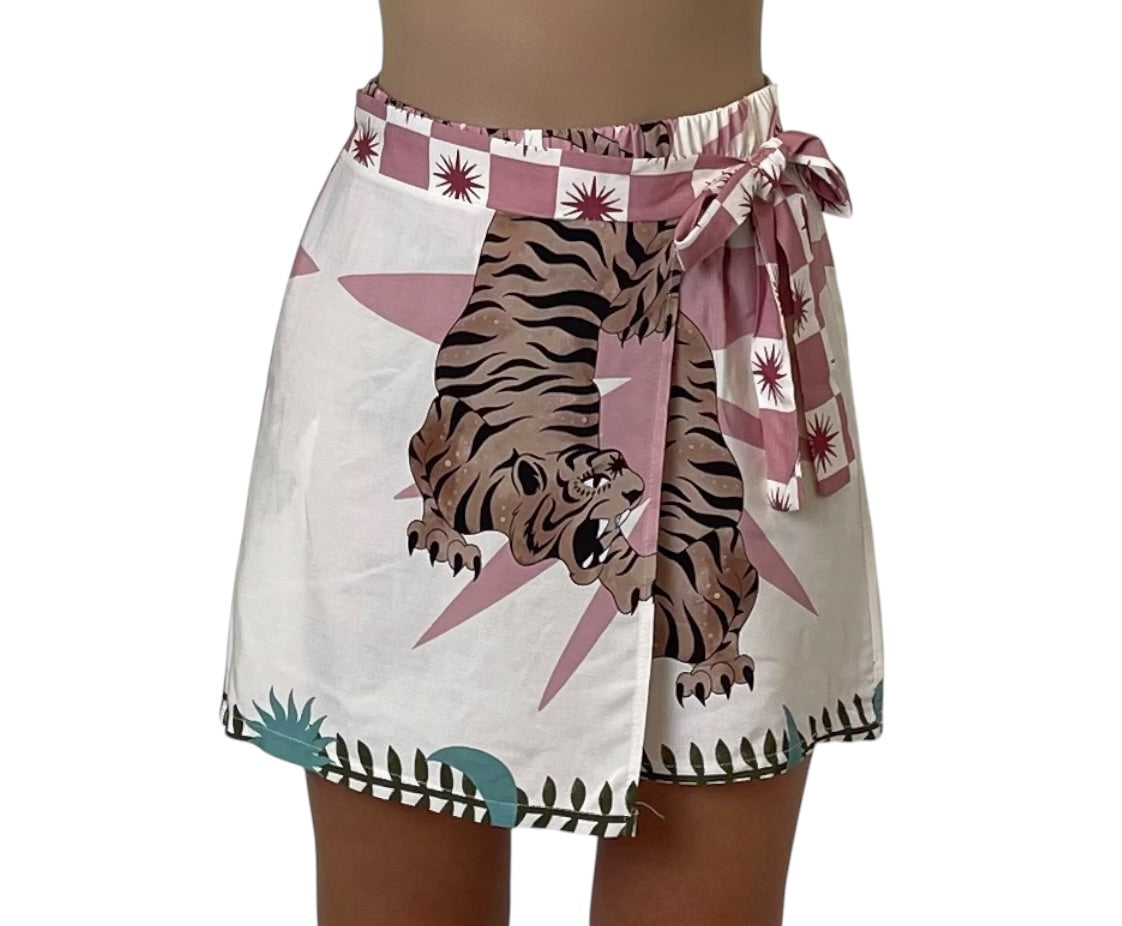 Gonna Pareo Stampata con Nodo Laterale Donna  -  7617X