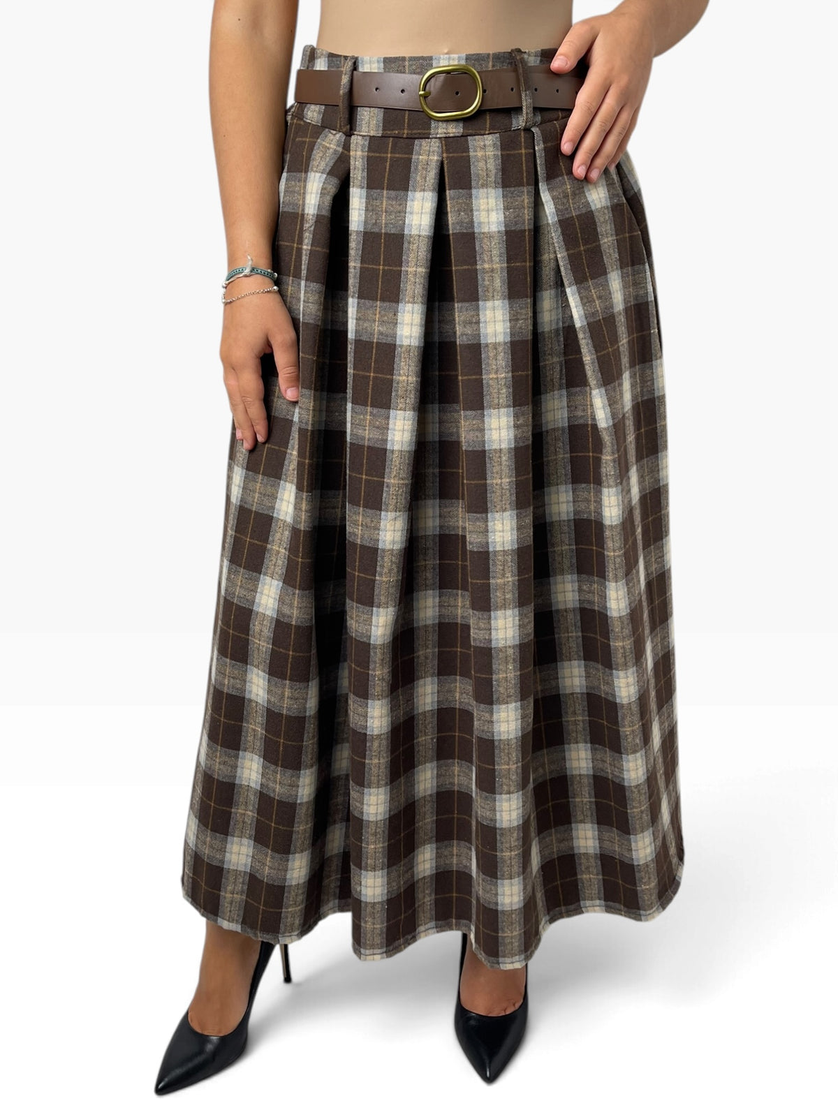 Gonna lunga svasata a quadri Donna  -  3392211KA