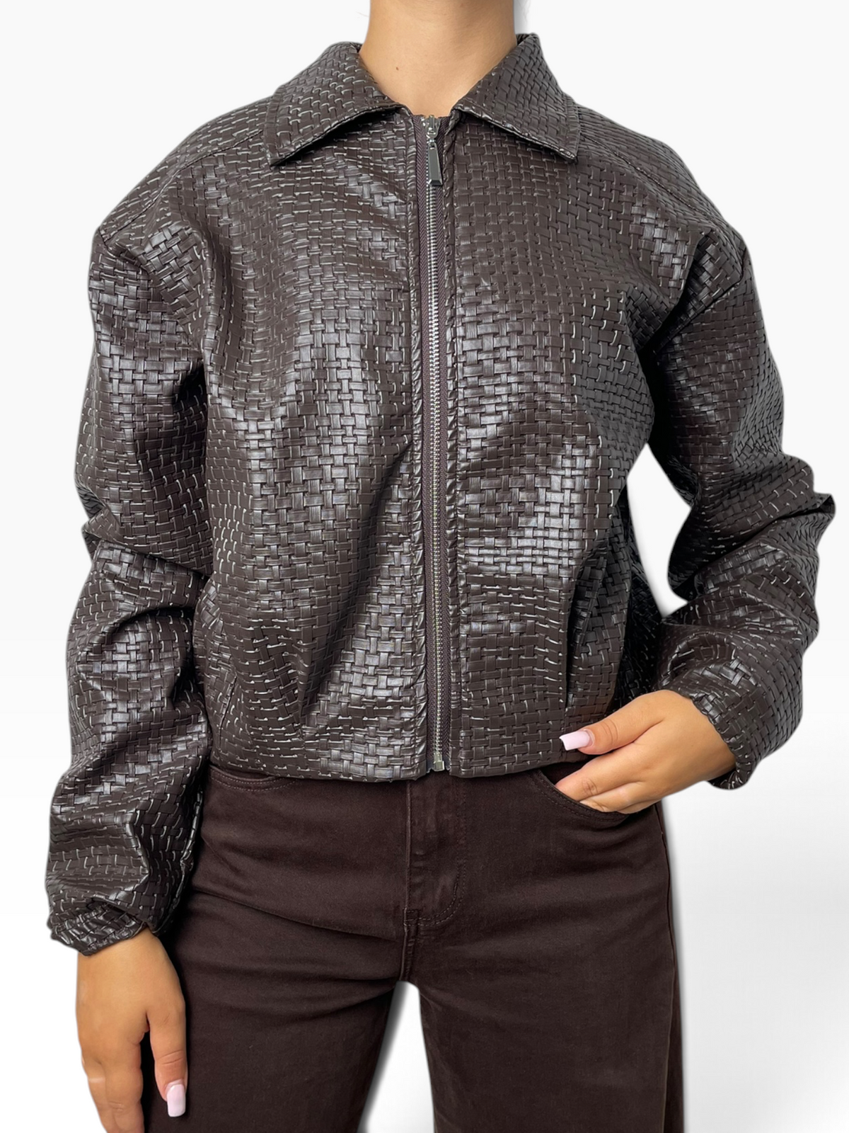 Giubbino in ecopelle intrecciata Donna  -  2562-228KA