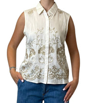 Blusa Ricamata Senza Maniche Donna  -  18187F