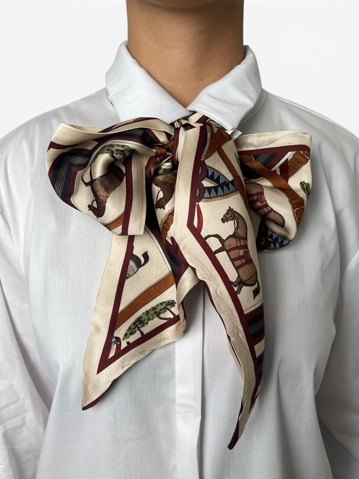 Foulard satinato stampa equestre Donna  -  002CI