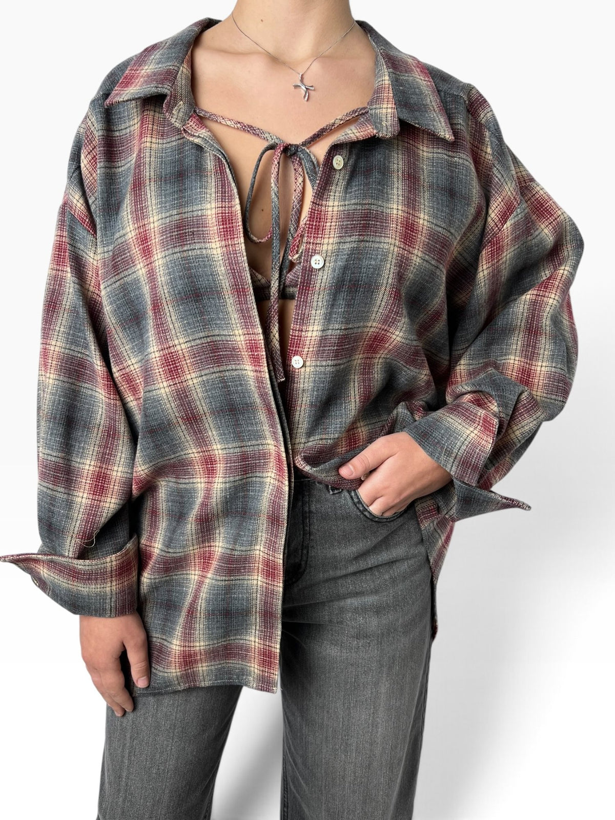 Camicia a quadri con bralette Donna  -  TAC0969