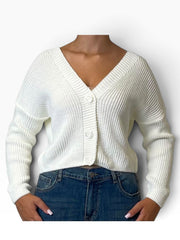 Cardigan corto costa inglese scollo V Donna  -  22785BO