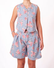 Completo Denim Floreale Smanicato Donna  -  3095