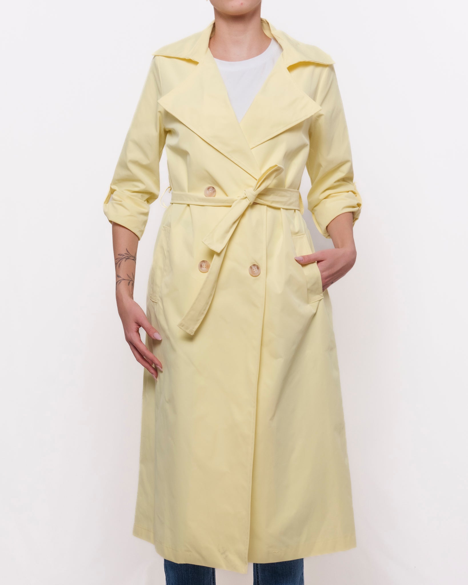 Trench lungo con cintura e revers ampio Donna  -  1361EC