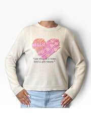 Maglia girocollo cuore ricamato scritta Donna  -  25824V