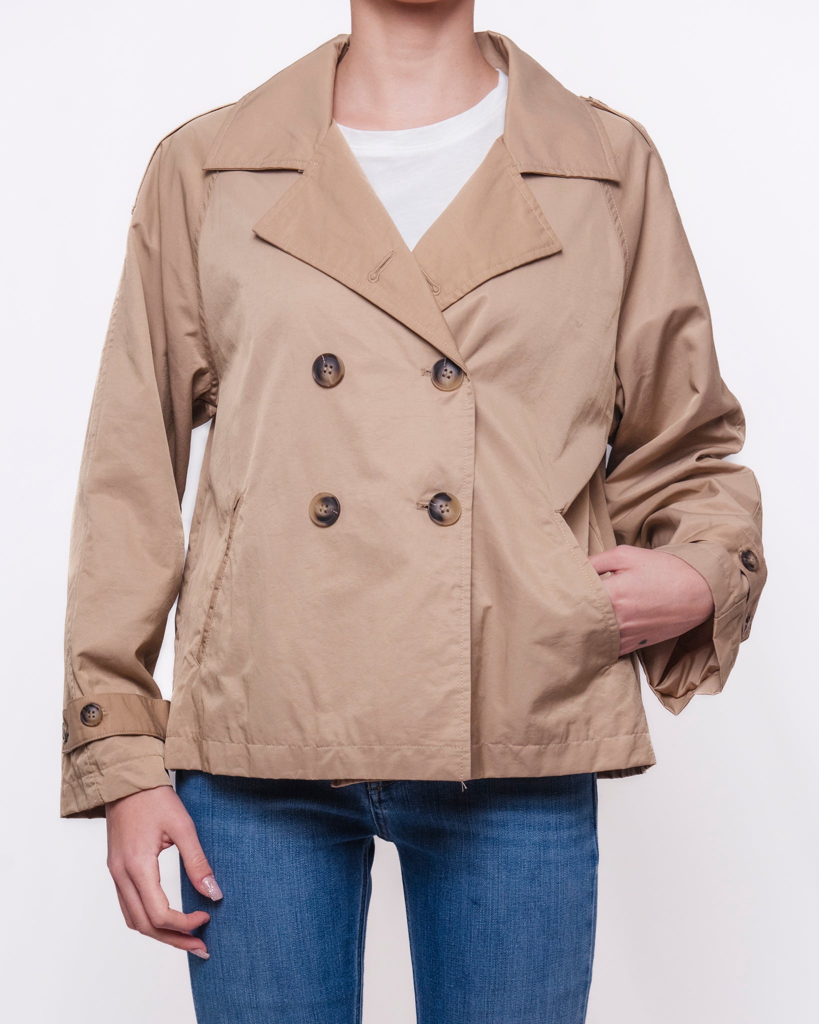 Giacca Doppiopetto Oversize con Revers e Spalline Donna  -  V02V0131