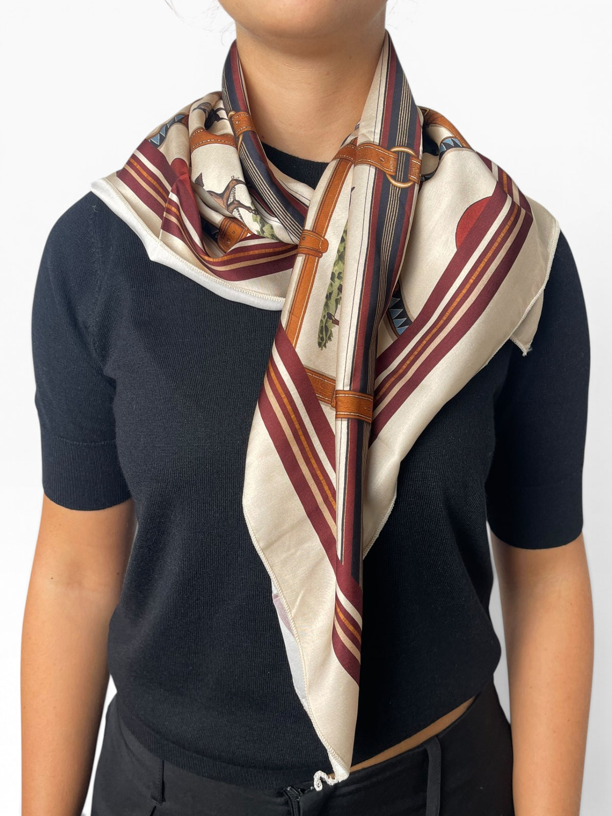 Foulard quadrato stampa equestre Donna  -  001CI