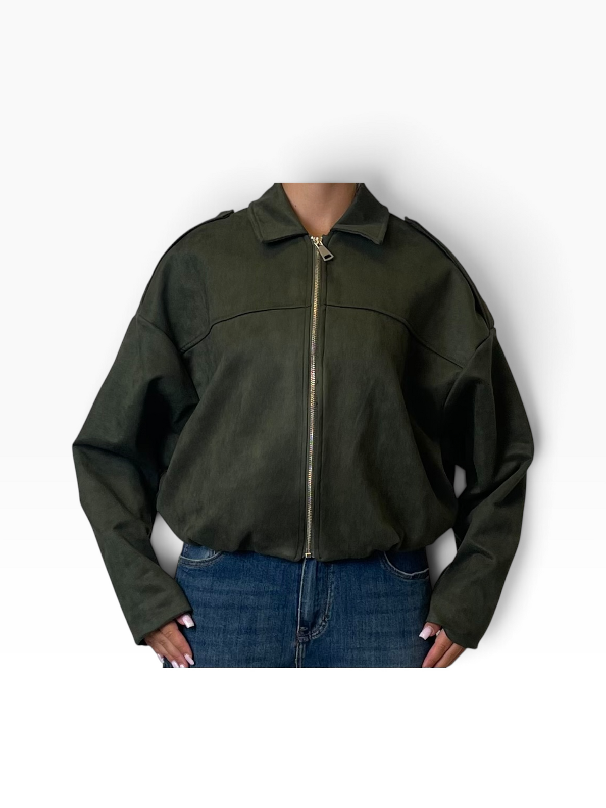 Giubbino oversize zip fondo elasticizzato Donna  -  28081EC