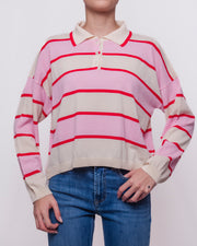 Maglia polo oversize a righe orizzontali Donna  -  2AB2115