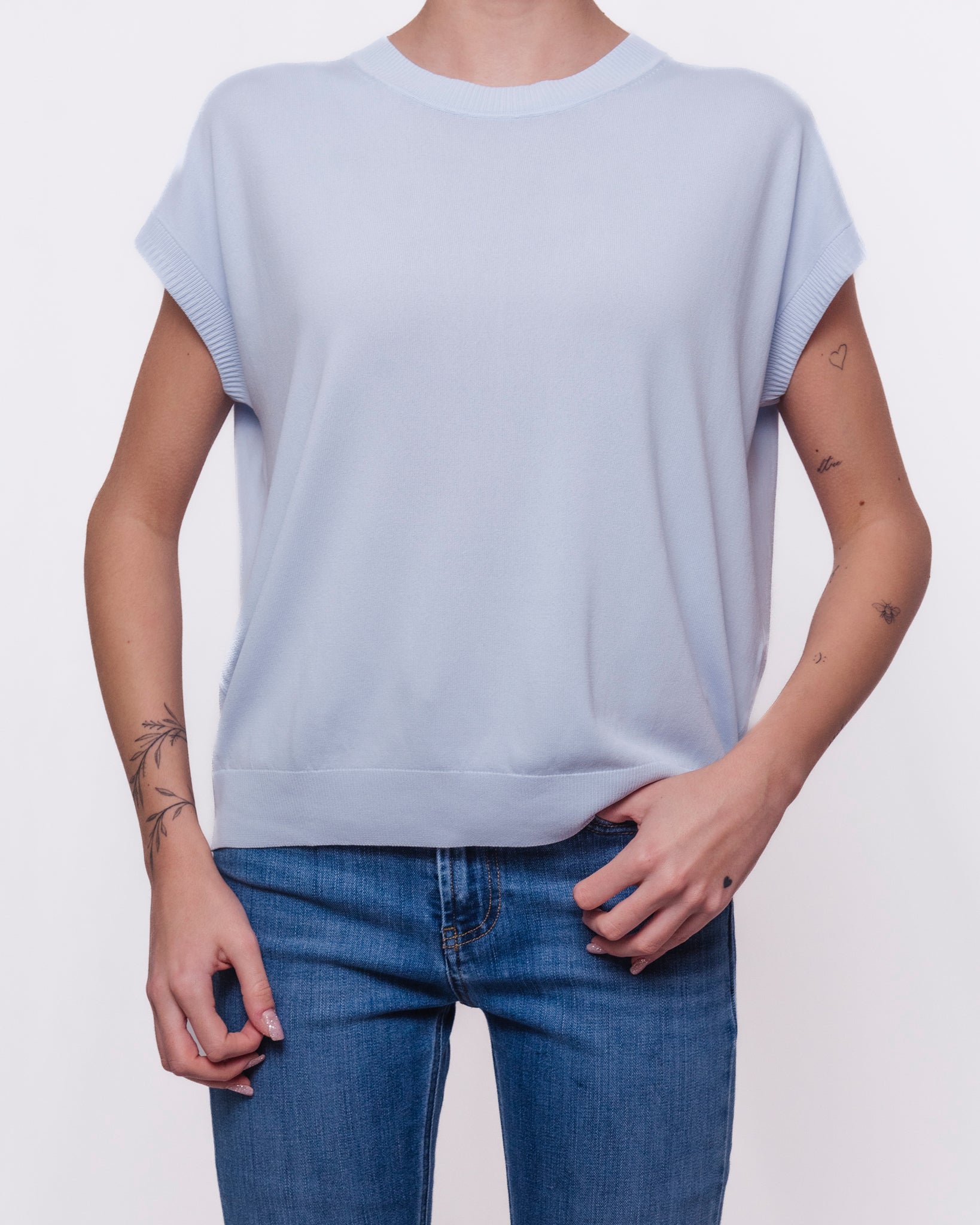 Maglia manica corta girocollo in maglia fine Donna  -  6267