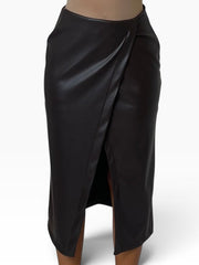 Gonna midi effetto pelle drappeggiata Donna  -  234CI