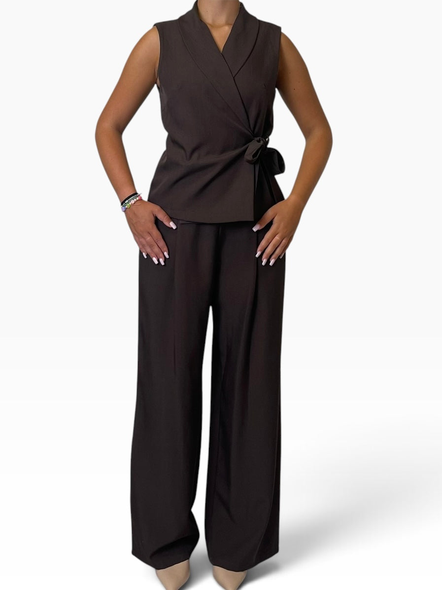 Completo gilet incrociato pantalone palazzo Donna  -  563141/21395KA