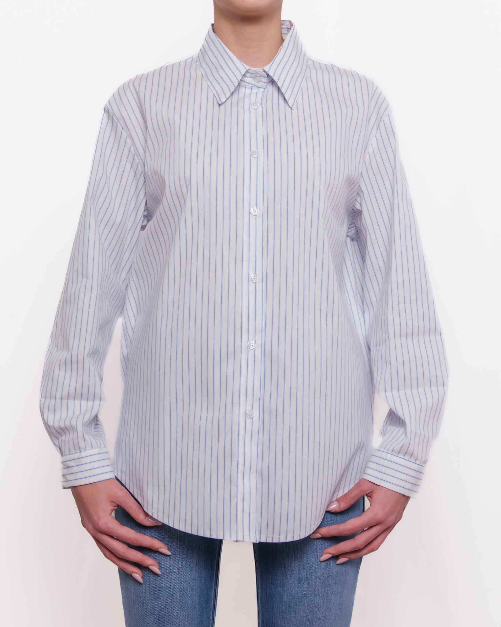 Camicia oversize a righe colletto classico Donna  -  82864V