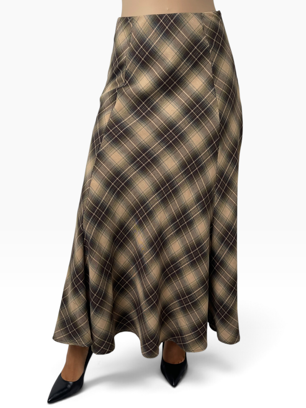 Gonna lunga fluida a quadri Donna  -  SK1077B48