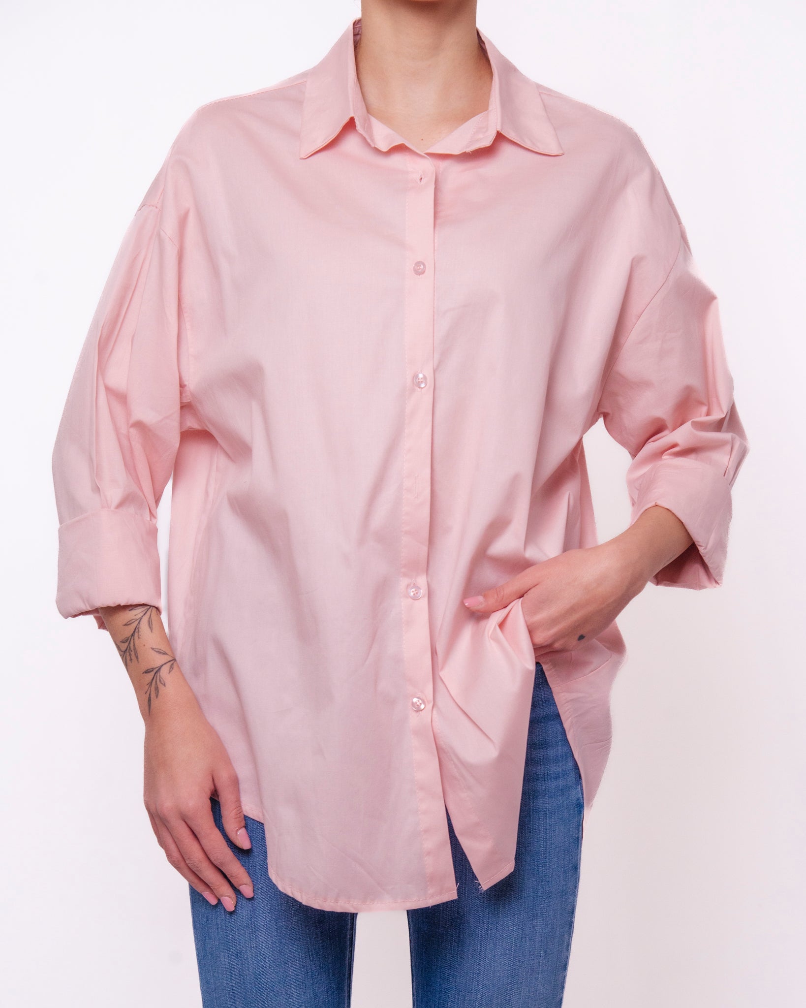 Camicia oversize maniche lunghe con colletto classico Donna  -  1029EC