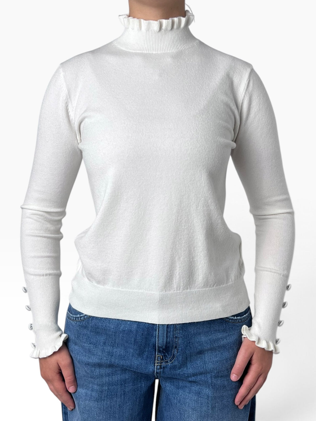 Maglia con rouches e polsini Donna  -  8147KA