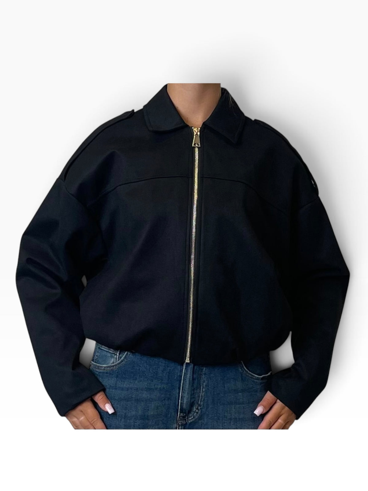 Giubbino oversize zip fondo elasticizzato Donna  -  28081EC