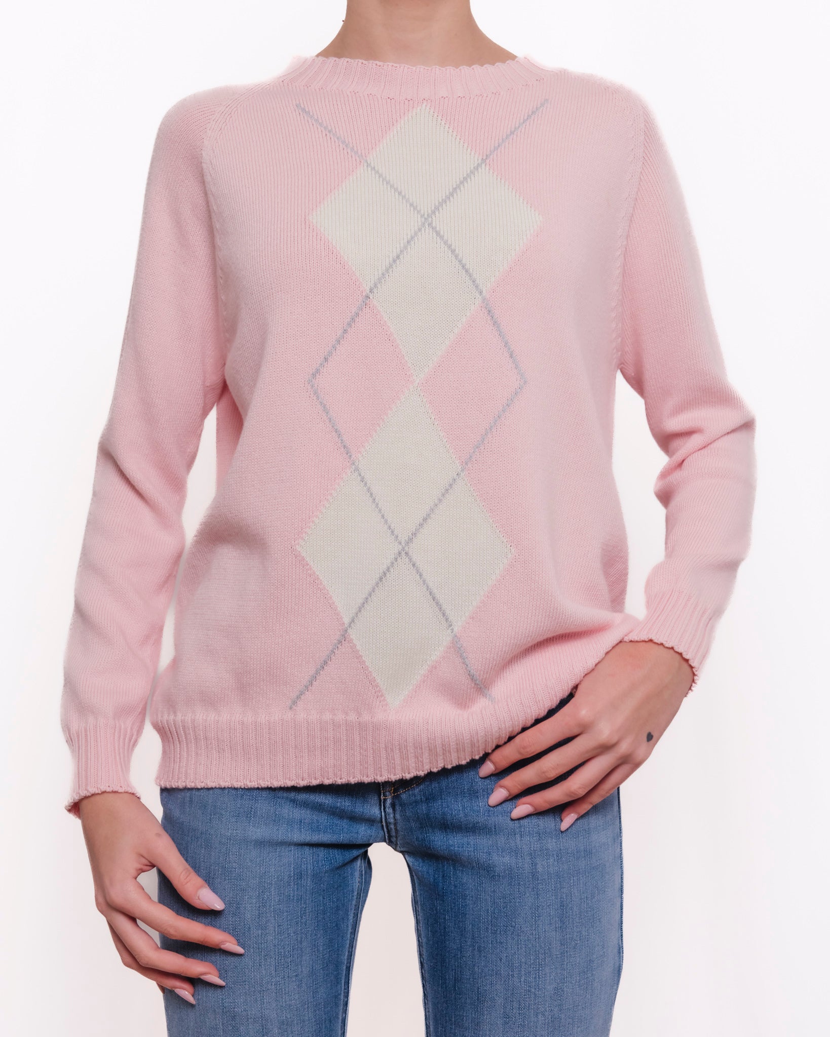 Maglione girocollo fantasia argyle Donna  -  82628EC