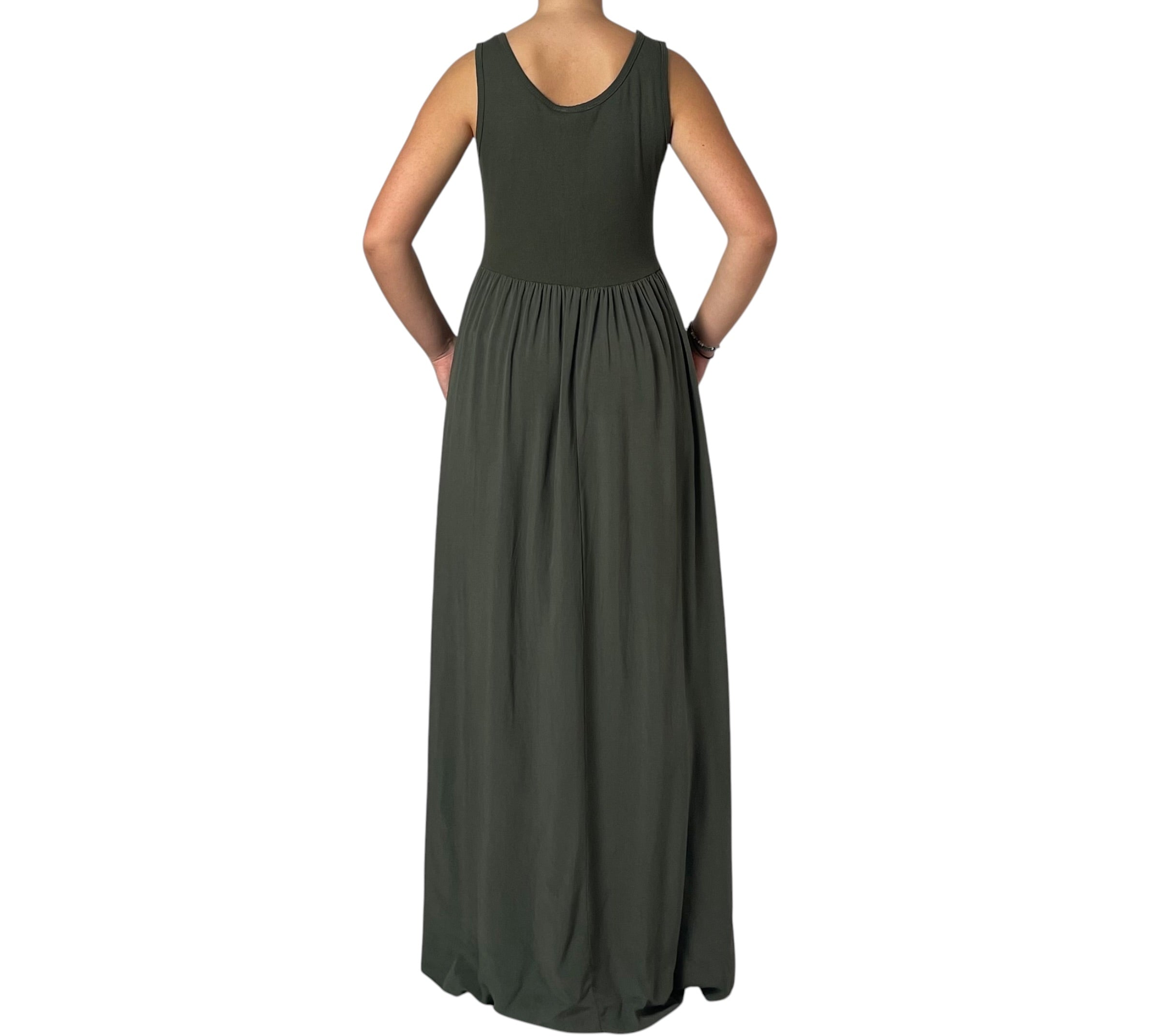 Abito Lungo Smanicato con Gonna Fluida Donna  -  80356EC