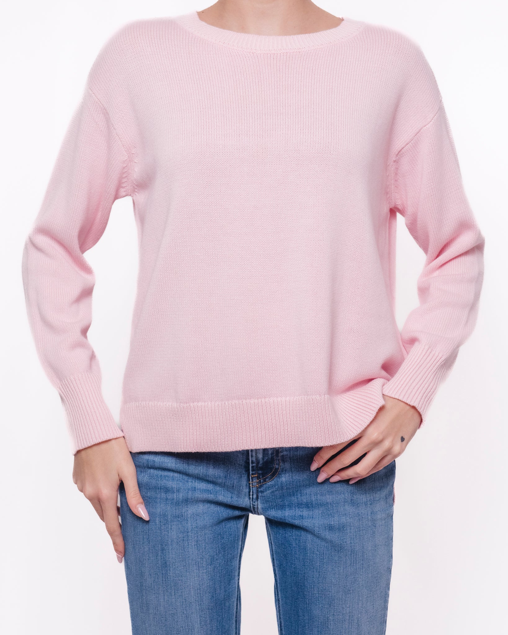 Maglione girocollo in maglia con bordo a coste Donna  -  J0132