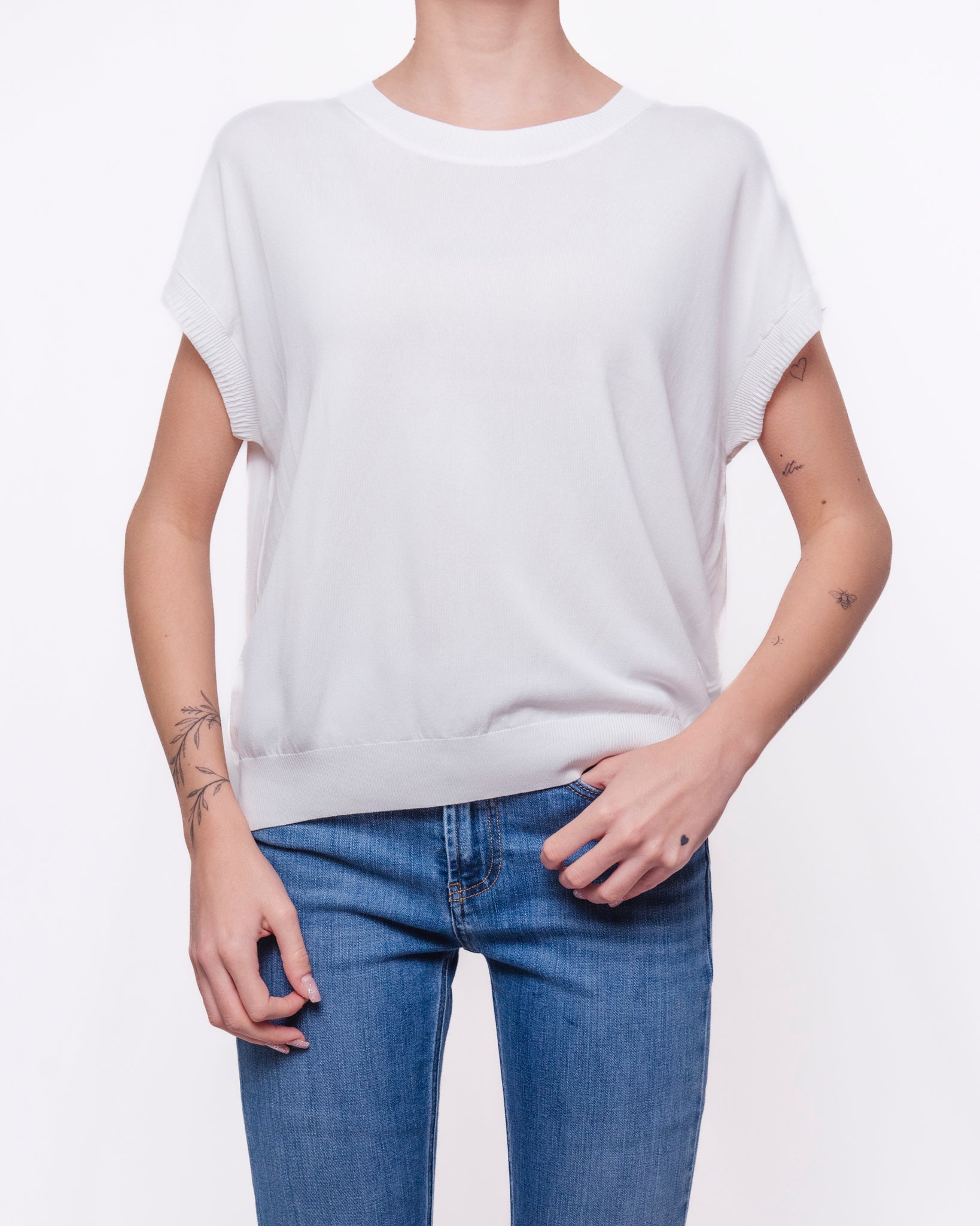 Maglia manica corta girocollo in maglia fine Donna  -  6267