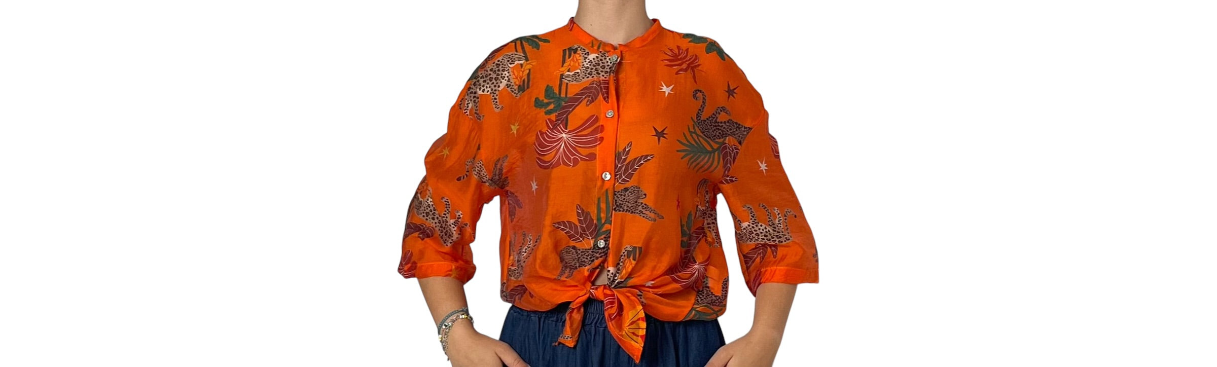 Camicia a Fantasia con Maniche a Tre Quarti Donna  -  2955R