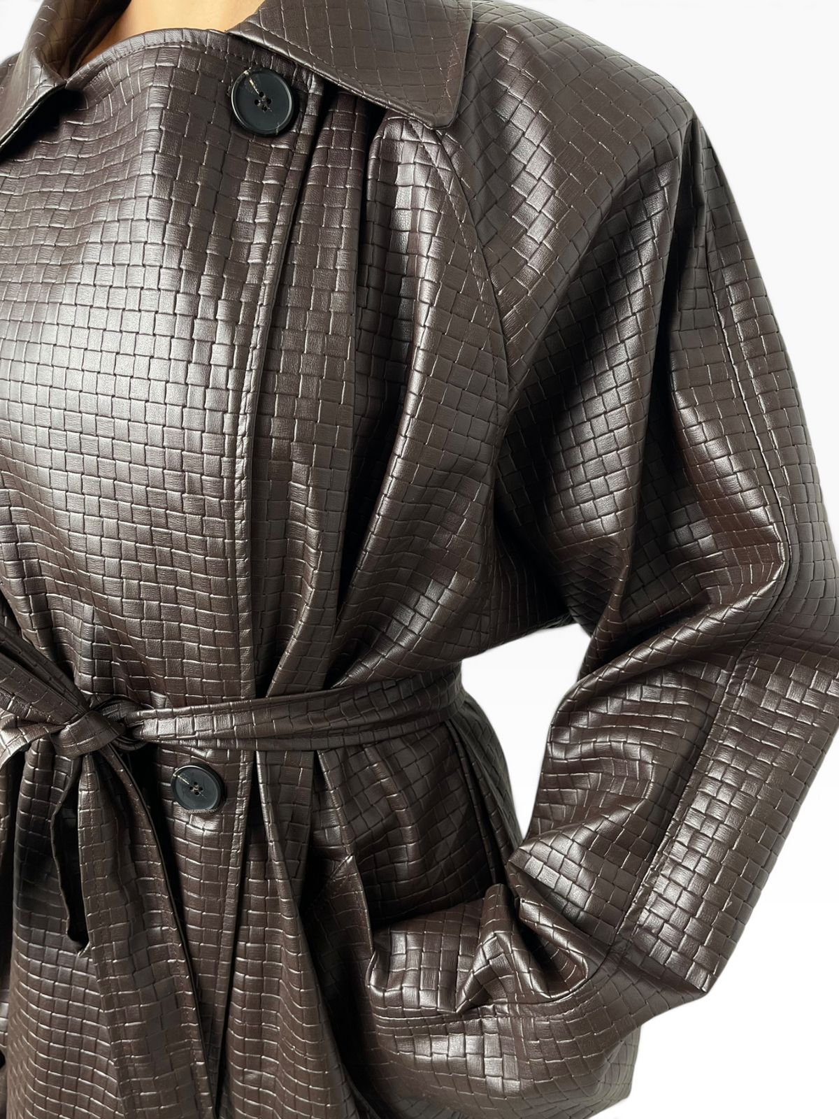 Trench lungo in ecopelle intrecciata Donna  -  5997LU