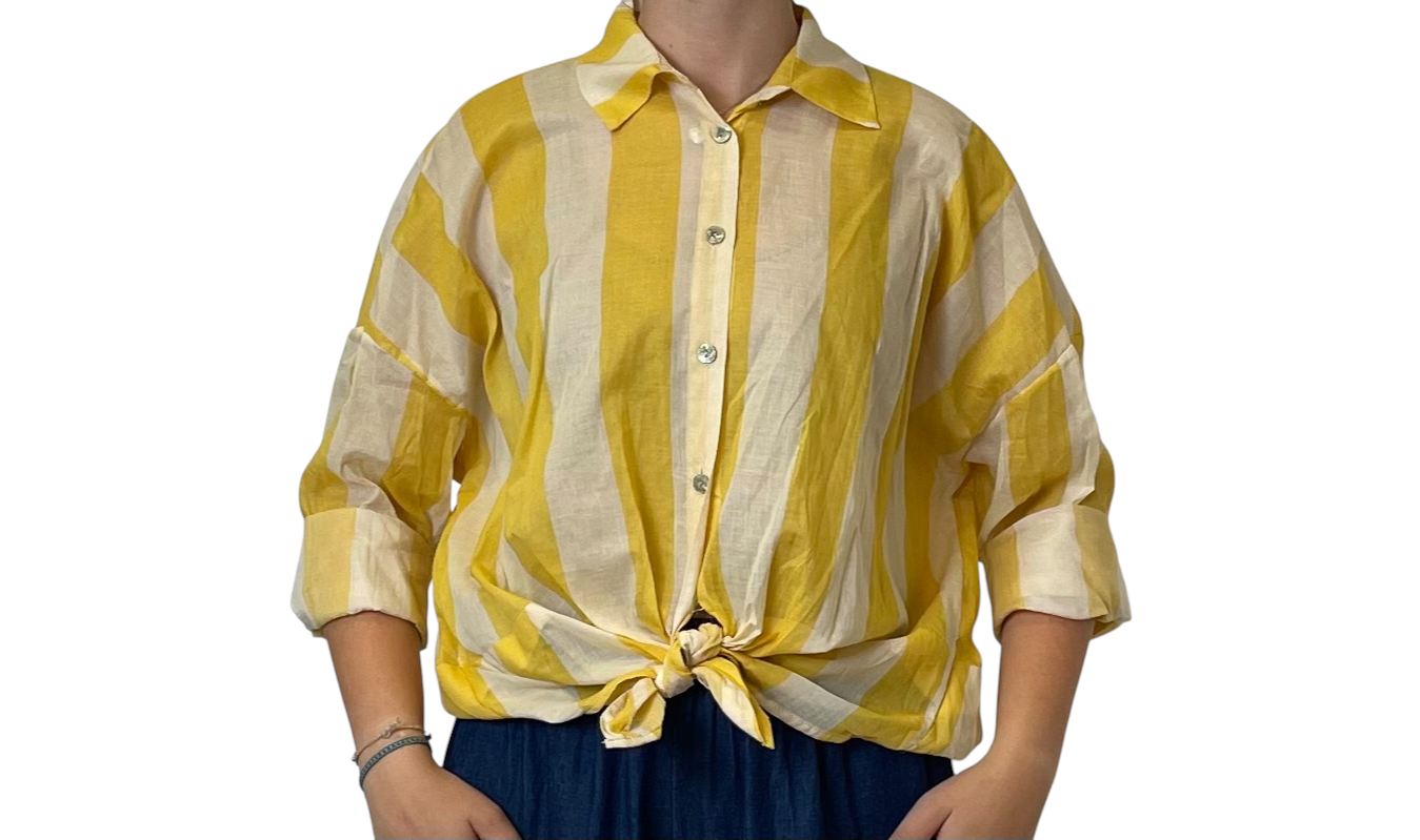 Camicia oversize a righe colletto classico Donna  -  81304V