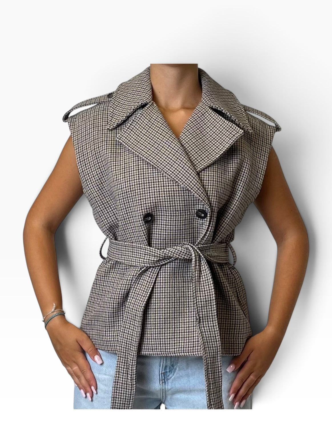 Gilet pied de poule doppiopetto Donna  -  1123CI