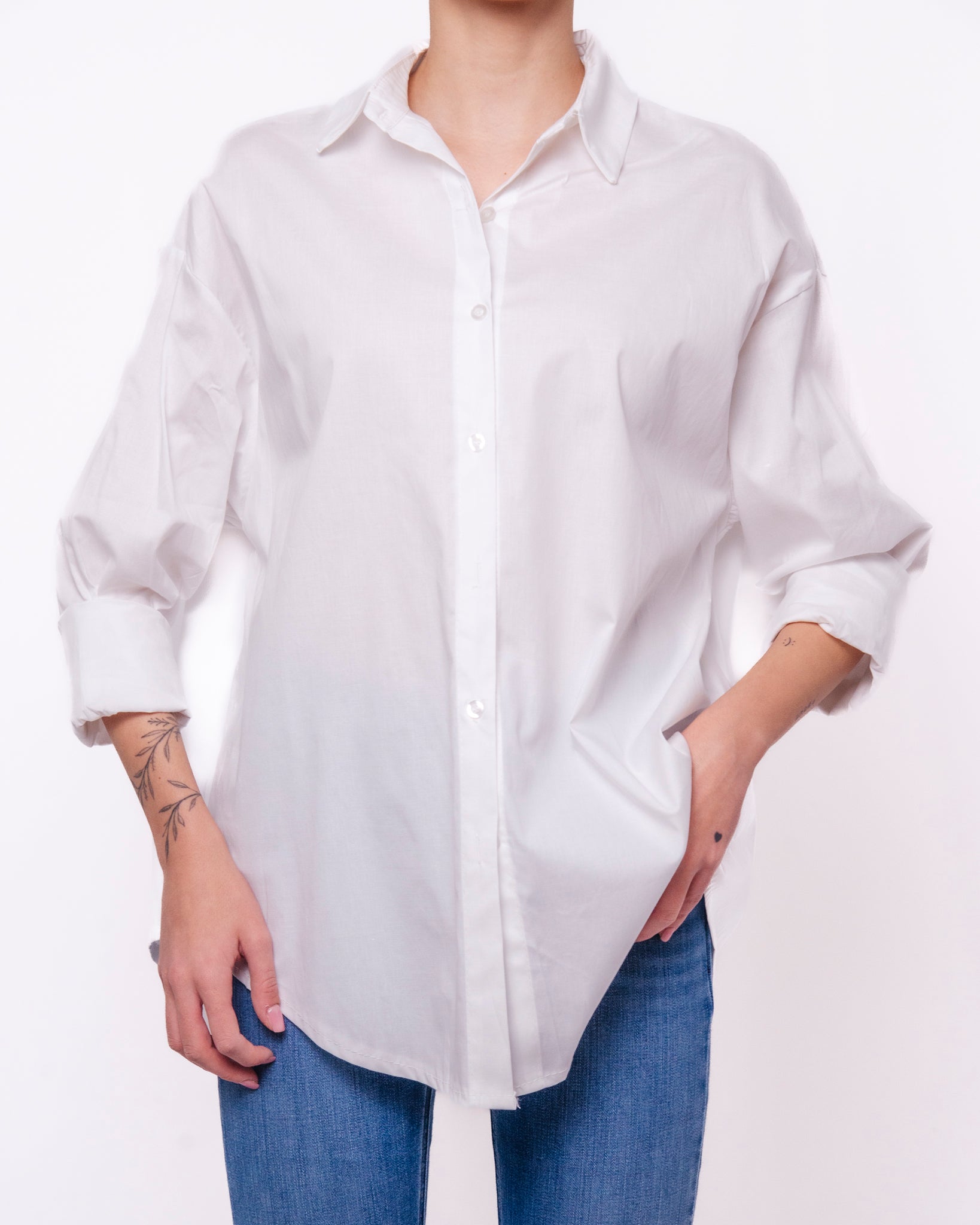 Camicia oversize maniche lunghe con colletto classico Donna  -  1029EC