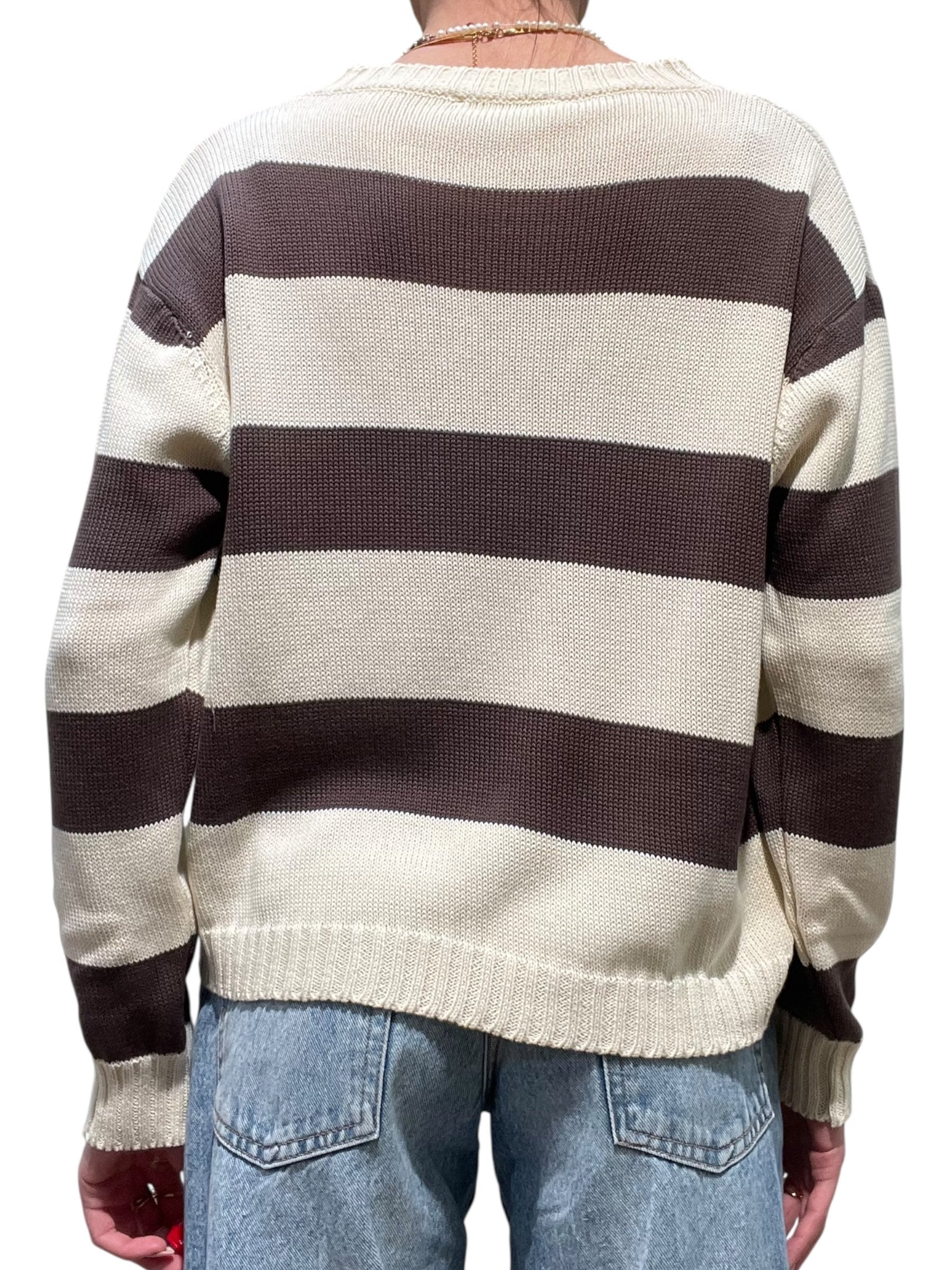 Maglione girocollo a righe larghe Donna  -  C212KA