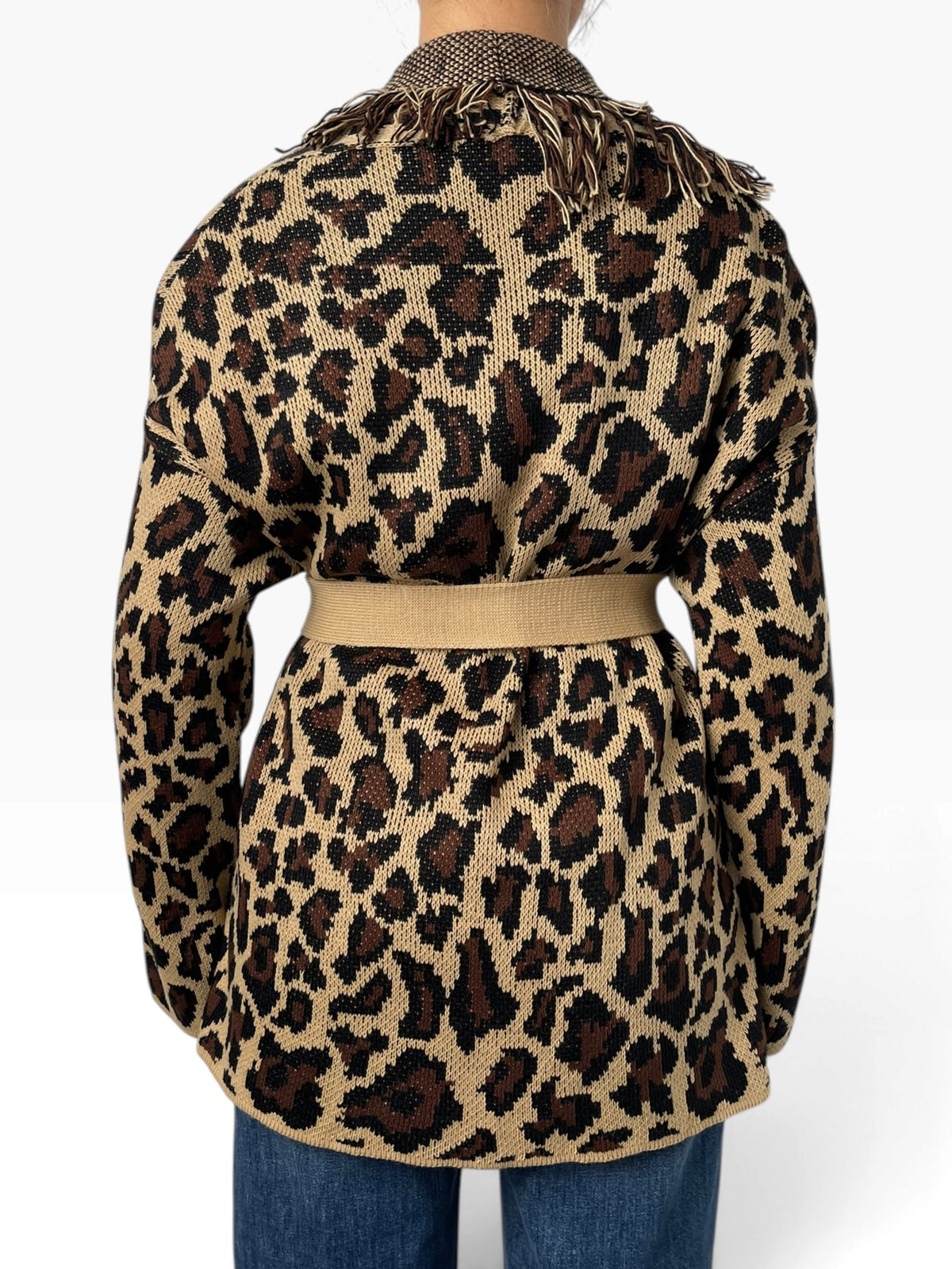 Cardigan animalier con frange Donna  -  2505KA