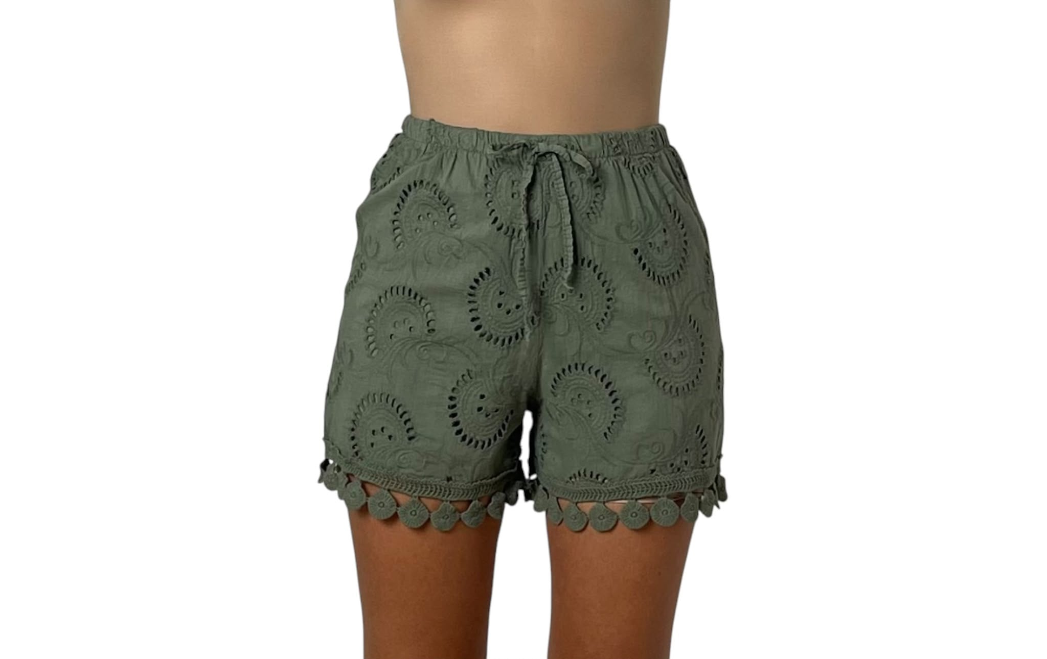 Short con Ricamo Sangallo e Coulisse Donna  -  6611V