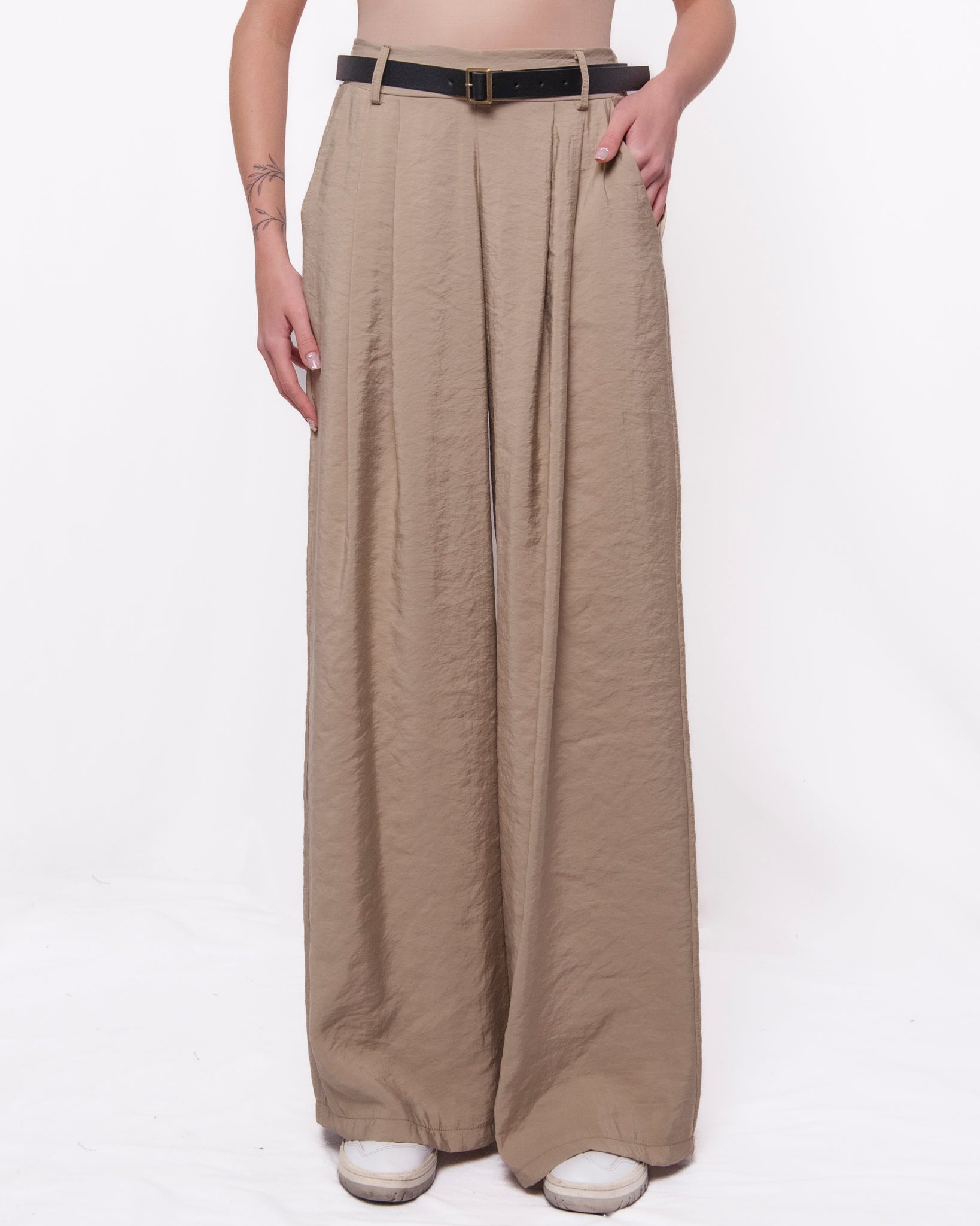 Pantaloni wide leg elastico in vita tessuto fluido Donna  -  S02E0002