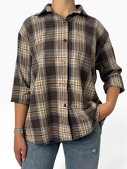 Camicia scozzese oversize effetto flanella Donna  -  25371V