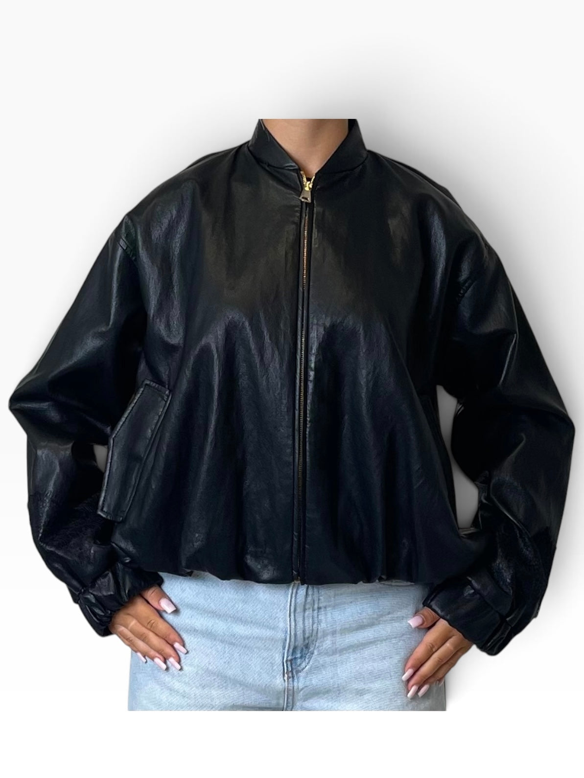 Bomber oversize effetto pelle pizzo Donna  -  5963CI