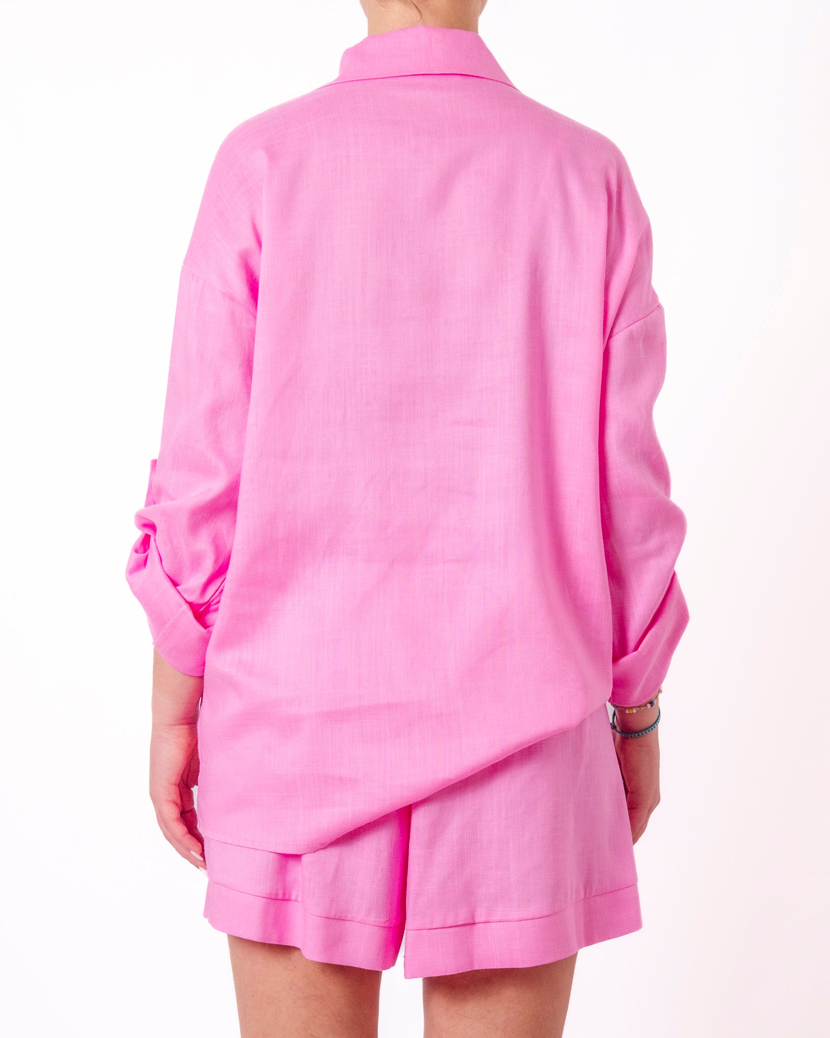 Coordinato camicia oversize e shorts in lino Donna  -  16166/26207