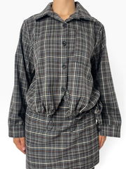 Giacca scozzese oversize con coulisse Donna  -  7269V