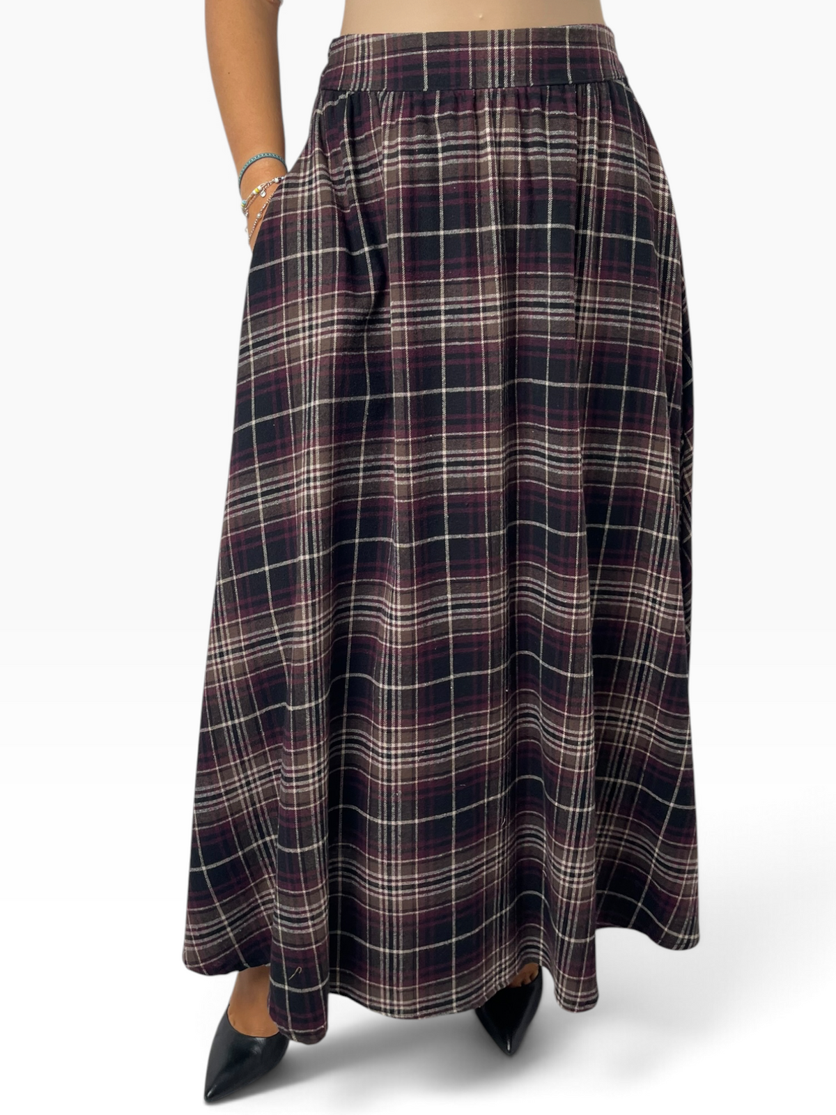Gonna lunga svasata in flanella Donna  -  26641Q1