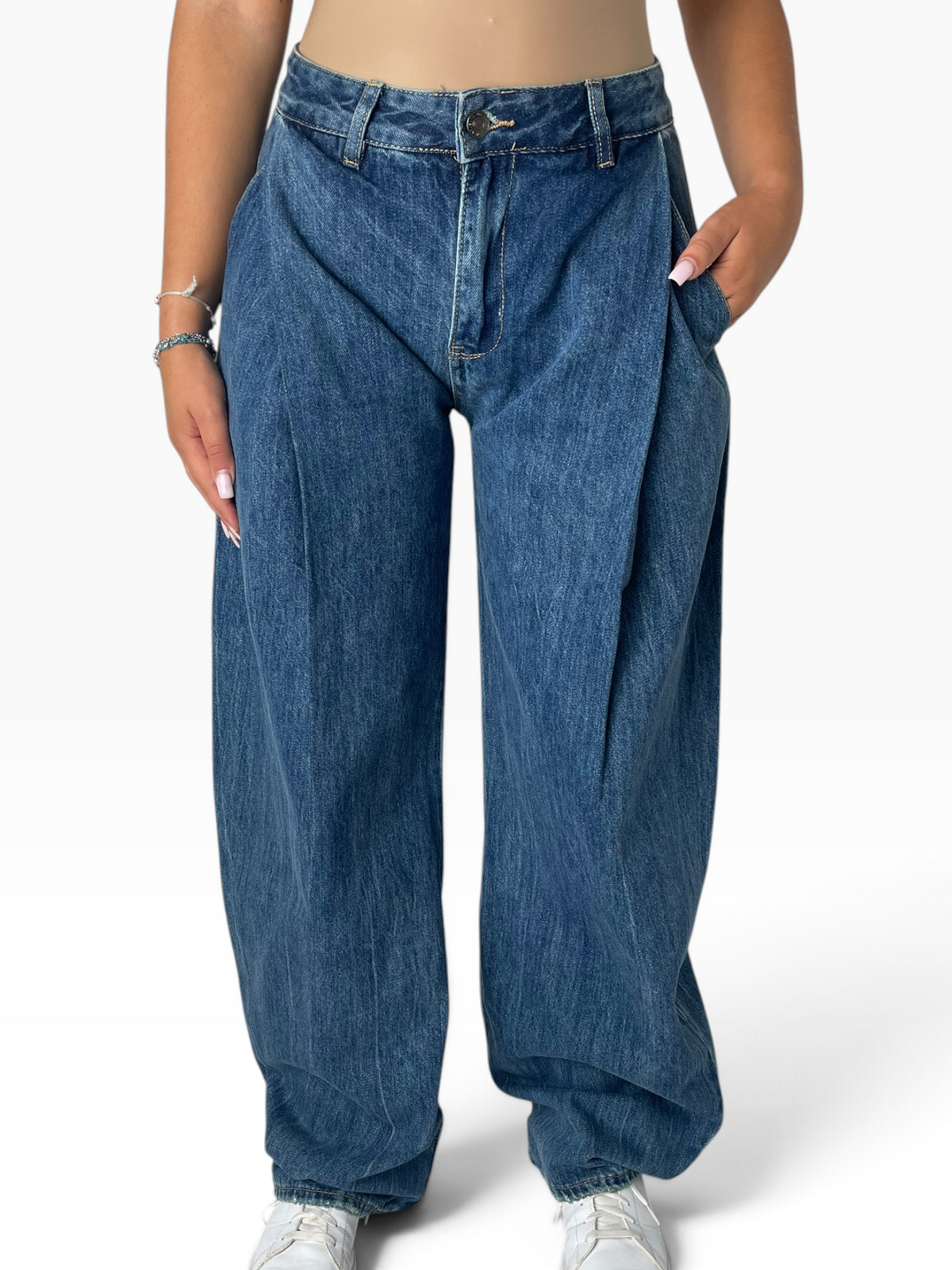 Jeans ampi con pinces in vita Donna  -  5287KA