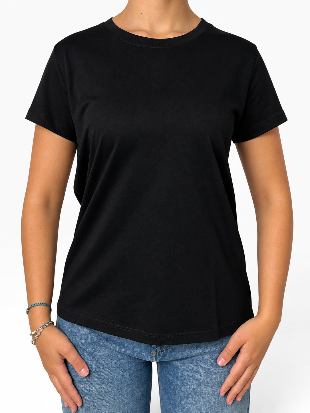T-shirt girocollo essenziale in cotone Donna  -  SH000904