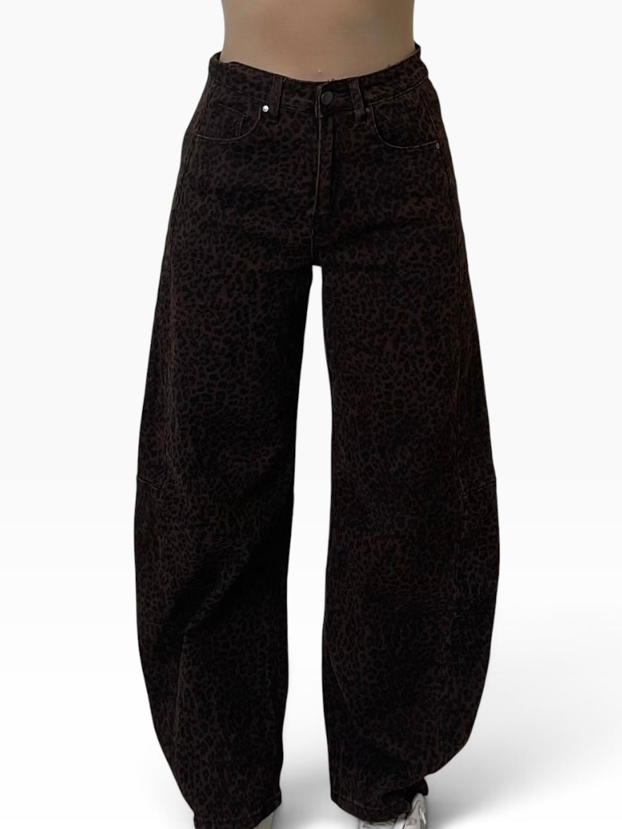 Jeans animalier gamba curvata barrel Donna  -  5379CI