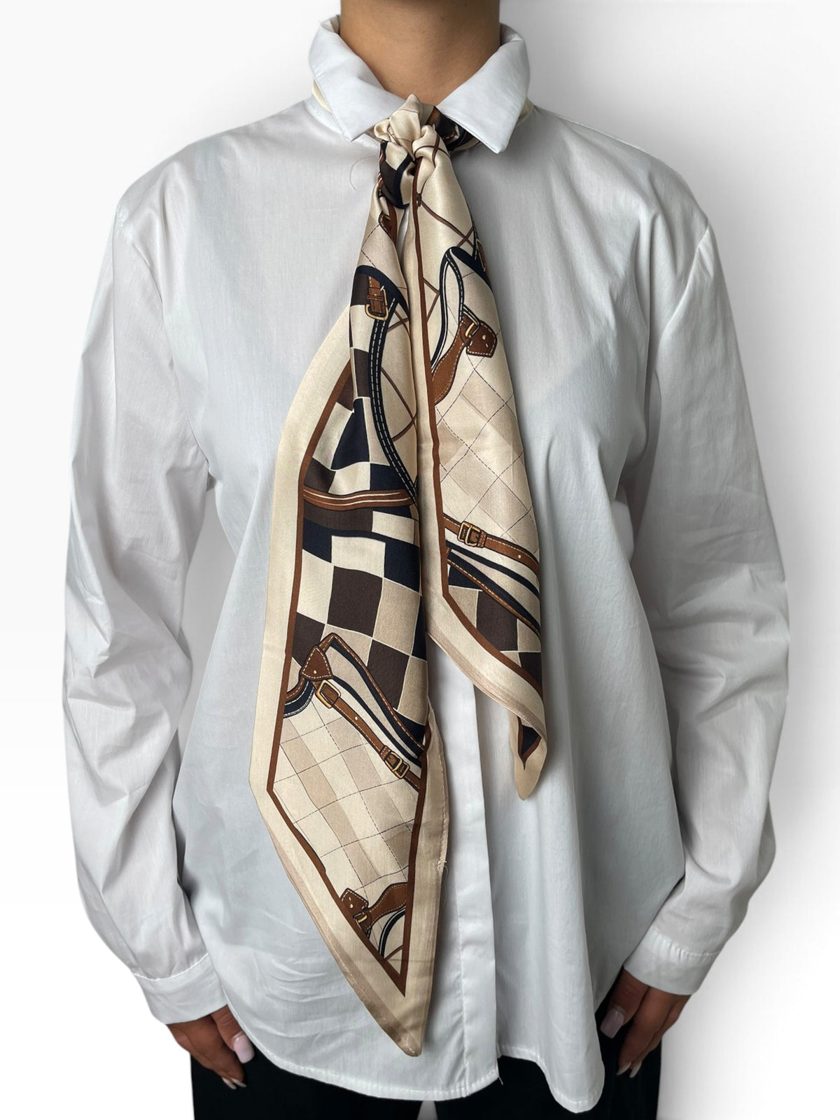 Foulard satinato stampa equestre Donna  -  002CI