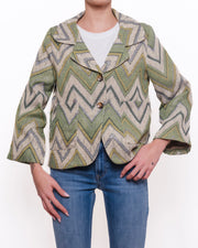 Giacca monopetto fantasia a zigzag con maniche a campana Donna  -  178918V
