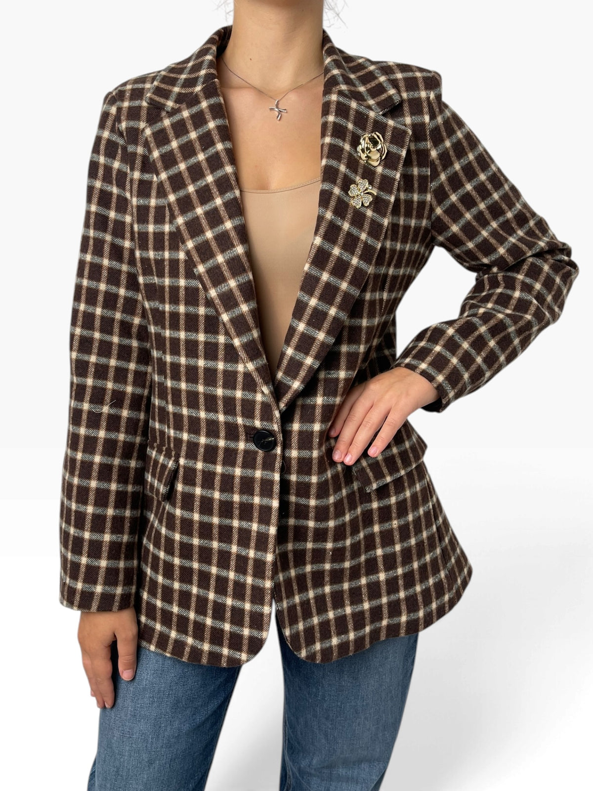 Blazer morbido a quadri Donna  -  28969KA