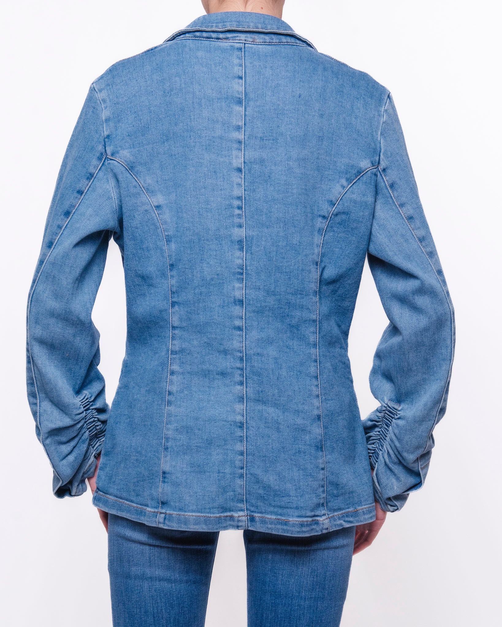 Blazer in Denim con Bottoni Dorati e Tasche Donna  -  YX545