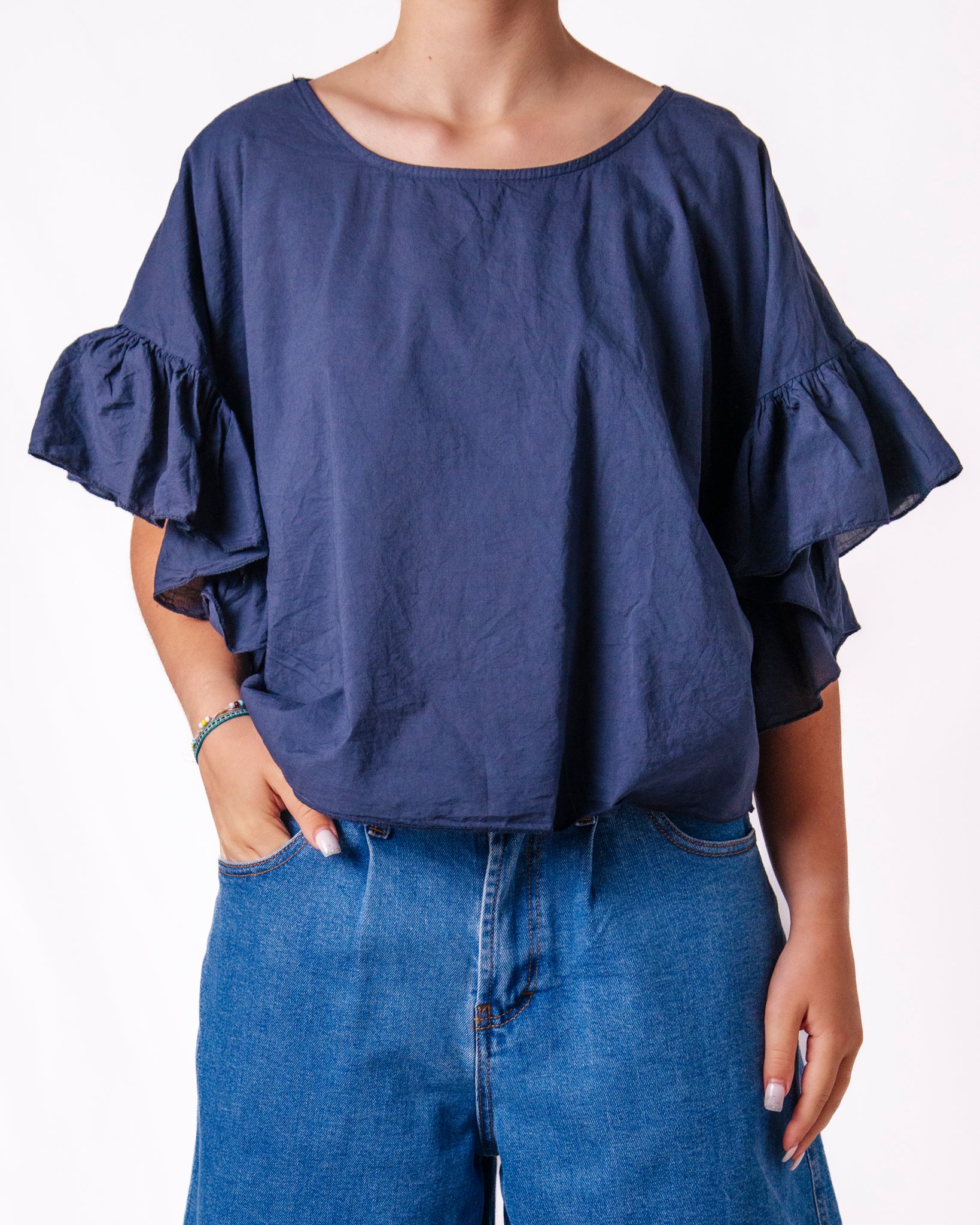 Top Blusa Maniche Volant Donna  -  12028UP